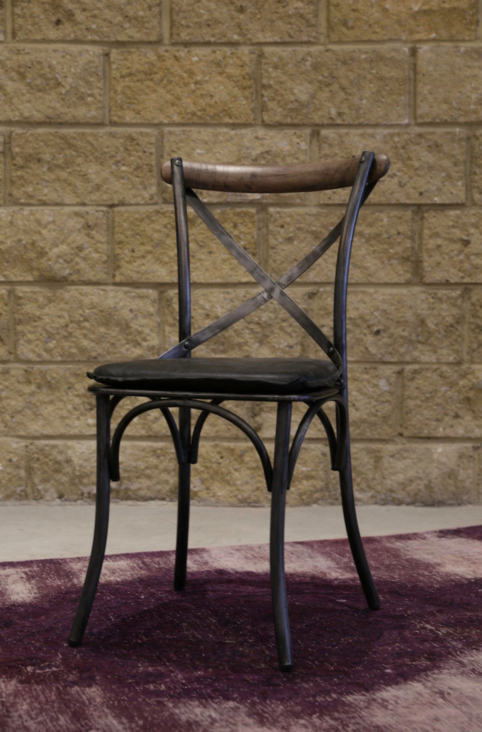 Dovren Leather Cushion Seat - Antique Black