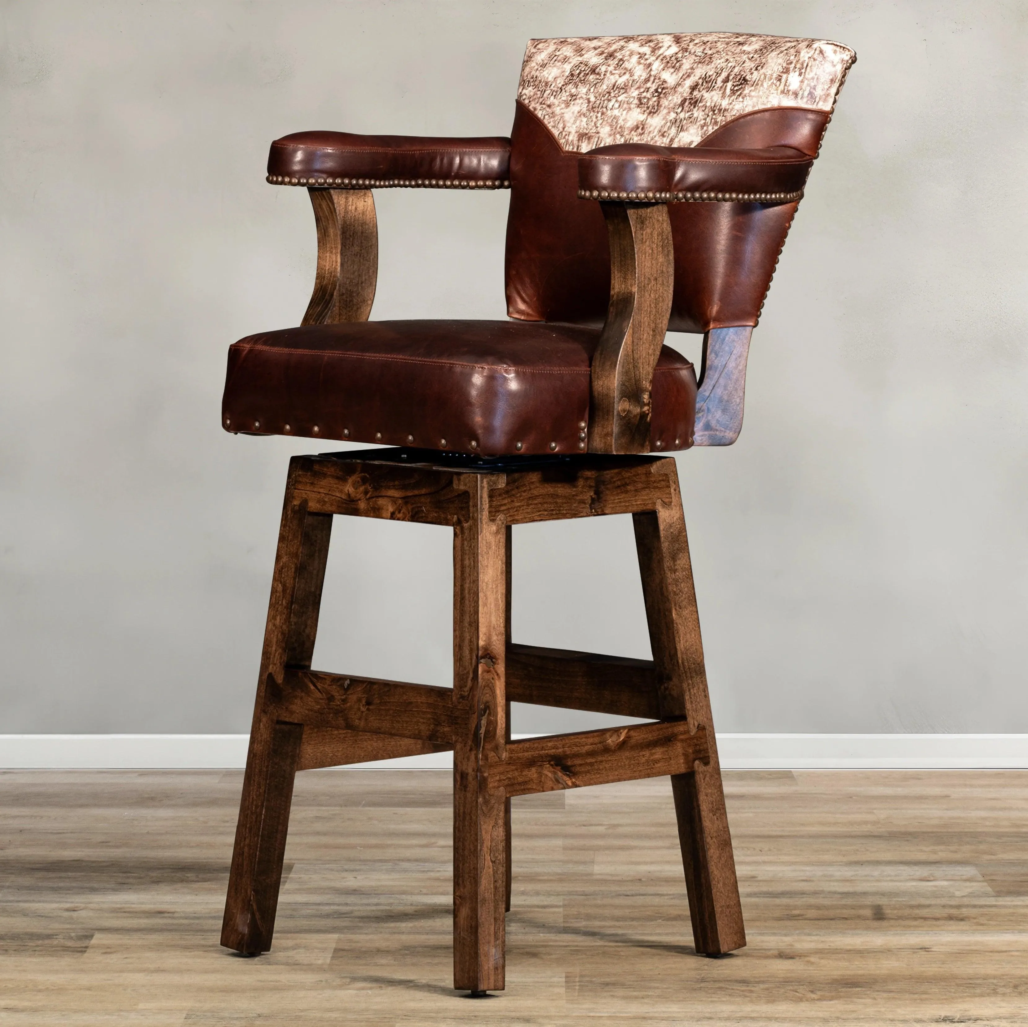 Driftwood Leather Bar Chair