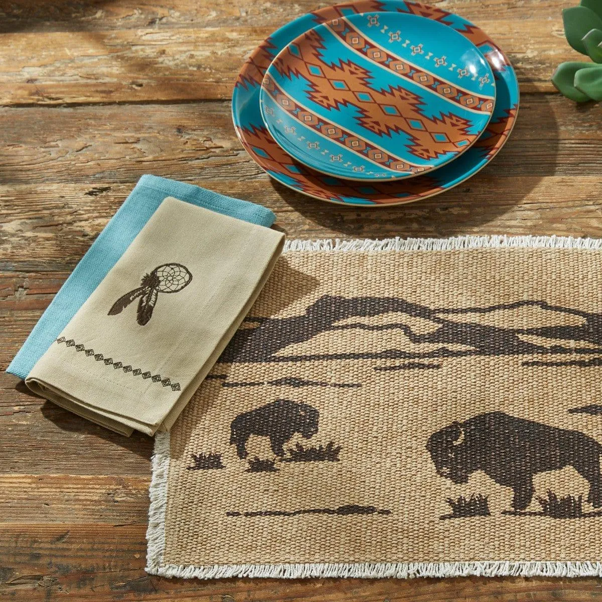 Eagle Feather Embroidered Cloth Napkins