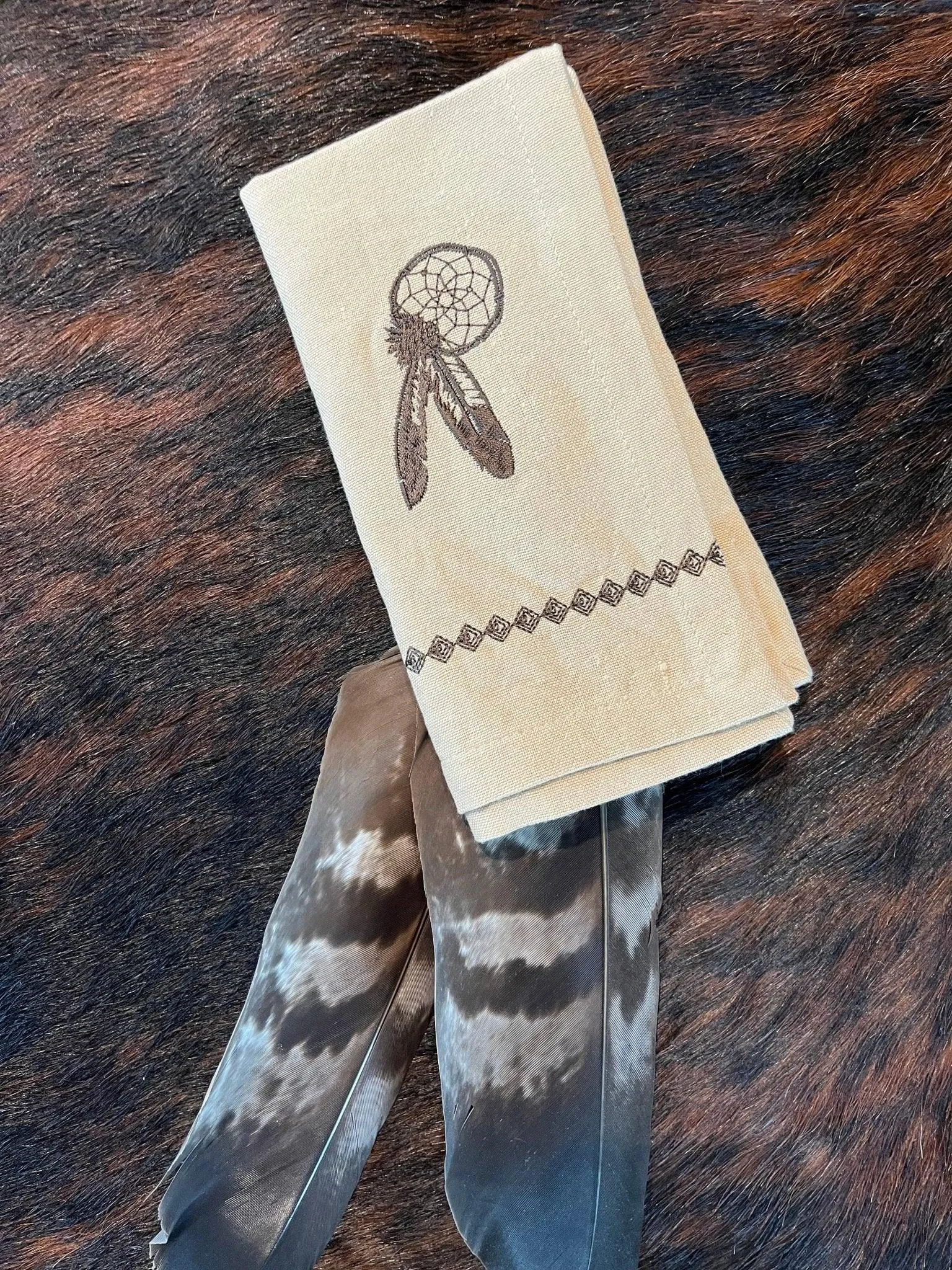 Eagle Feather Embroidered Cloth Napkins