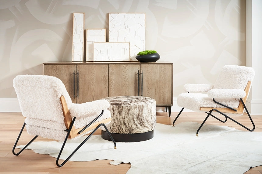 Eastwood Cowhide Swivel Ottoman