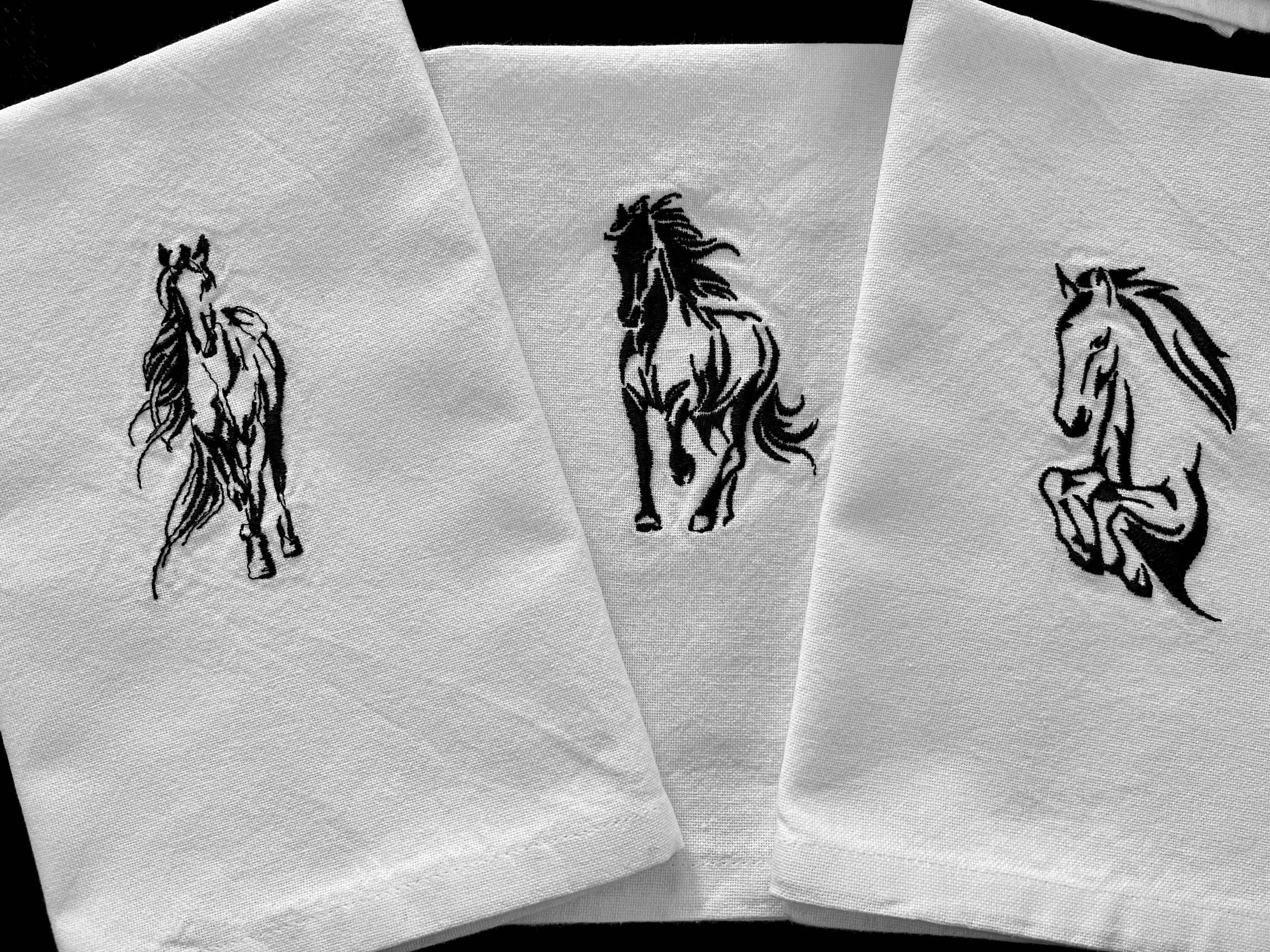Elegant Equine Embroidered Napkins