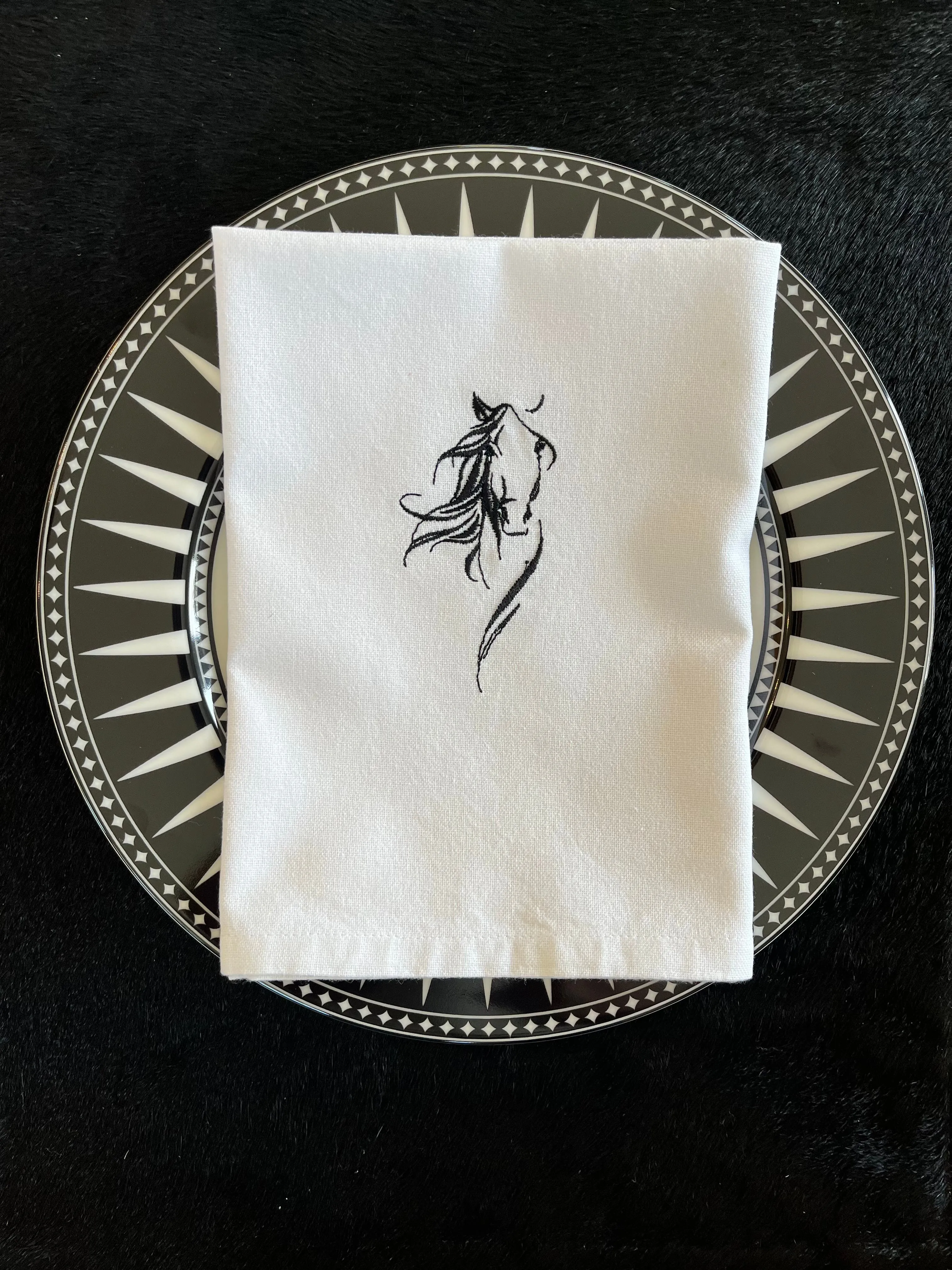 Elegant Equine Embroidered Napkins