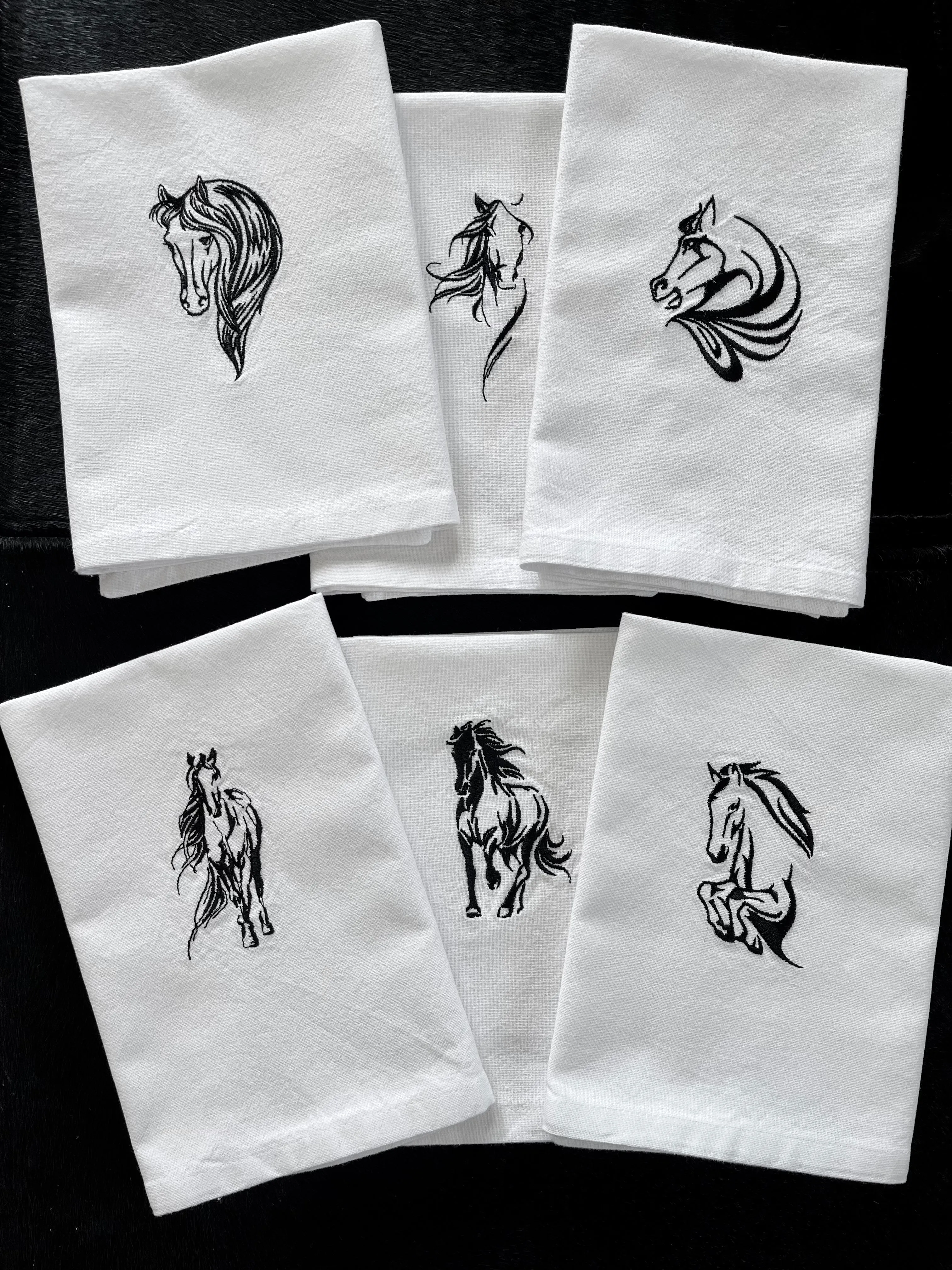 Elegant Equine Embroidered Napkins blender, kitchen appliance