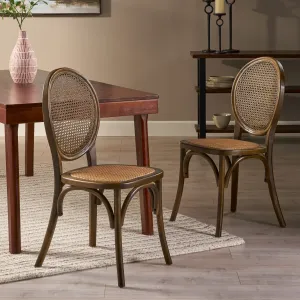 Elm Wood and Rattan Dining Chair (Set of 2) - NH513013 dining table set, 6-piece dining set
