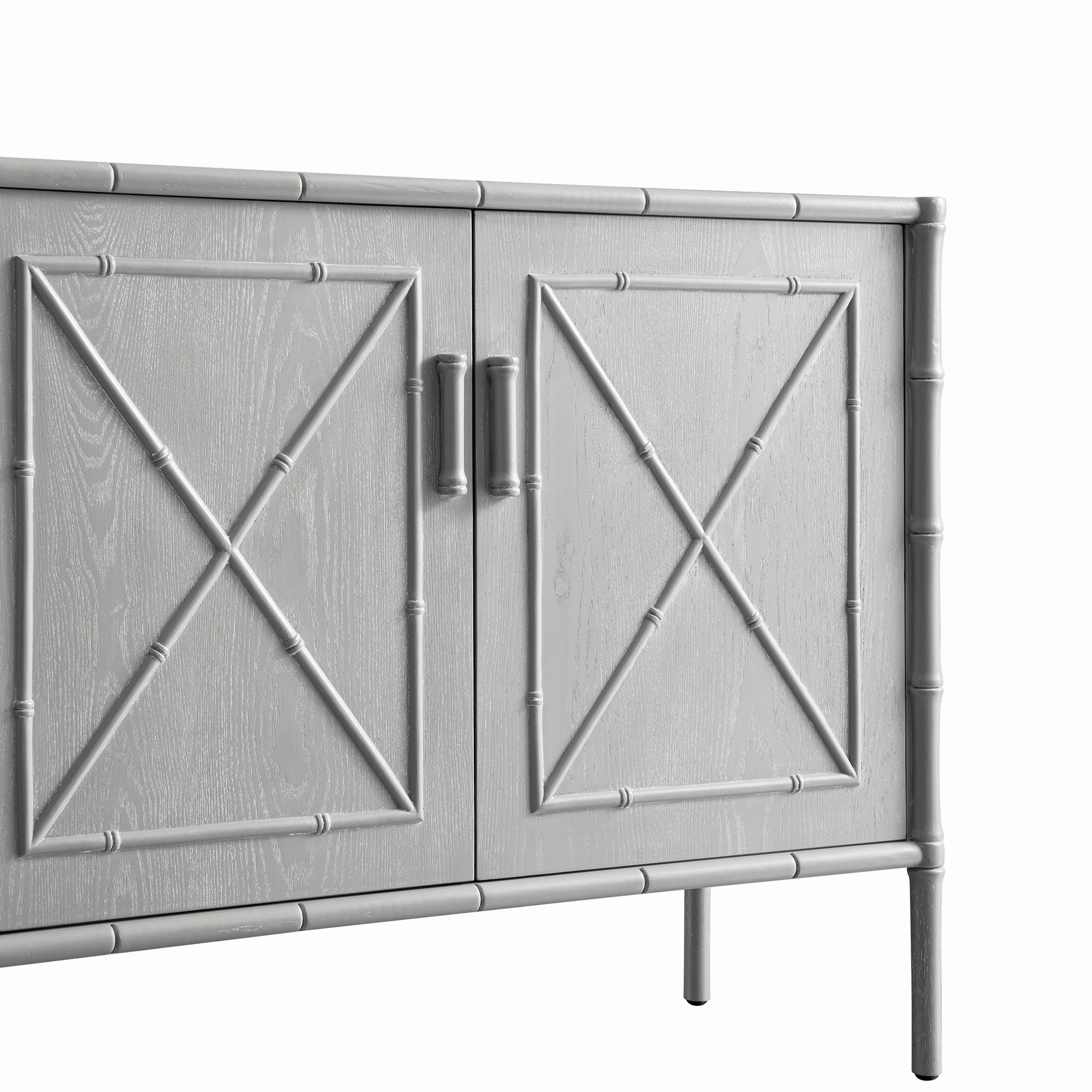 Elstowe Faux Bamboo Small Sideboard, Warm Grey