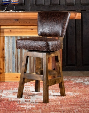 Embossed Brown Leather Western Bar Stools glassware set, wine glass