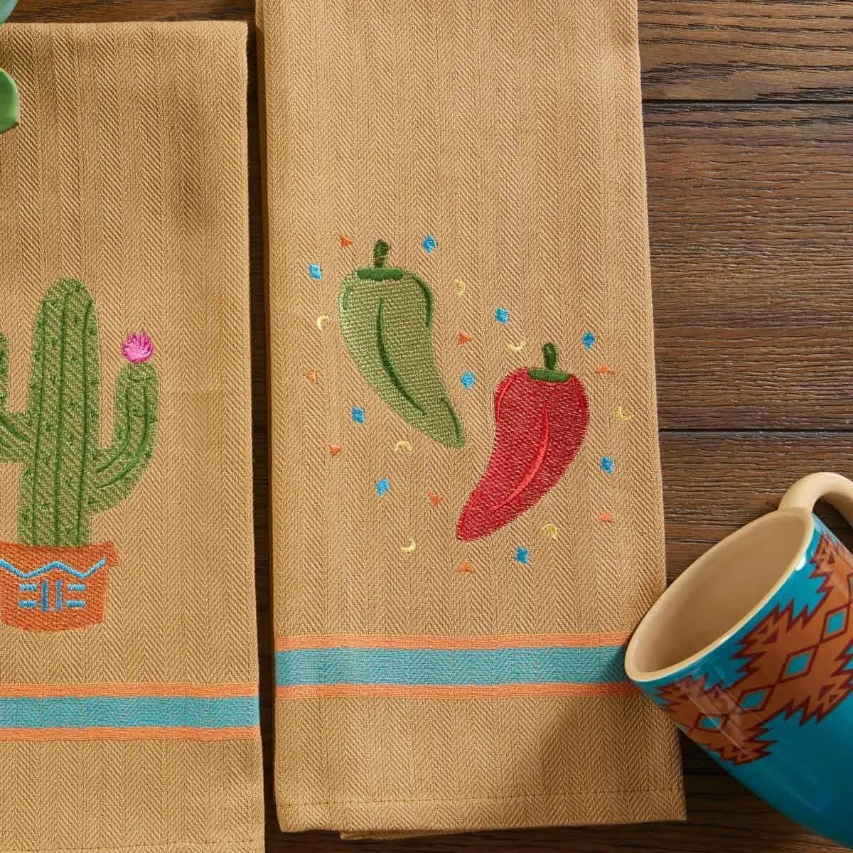 Embroidered Chili Pepper Kitchen Towels blender, kitchen appliance