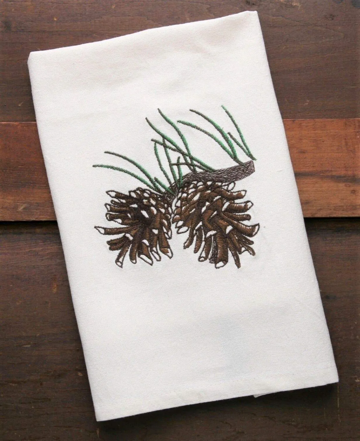 Embroidered Green Pines Kitchen Apron