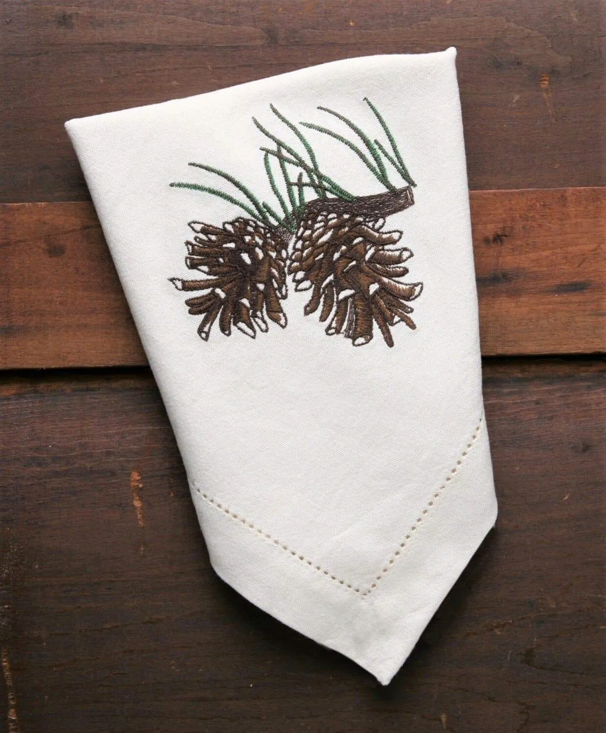Embroidered Green Pines Oven Mitts