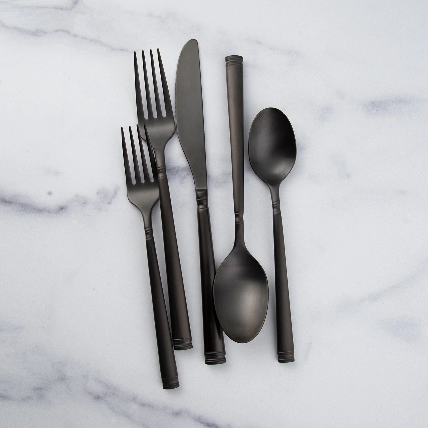 Emmy Black Satin 20 Piece Flatware Set