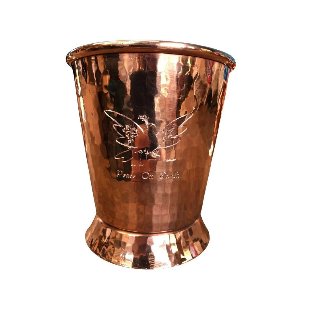 Engraved Hammered Copper Eggnog Set