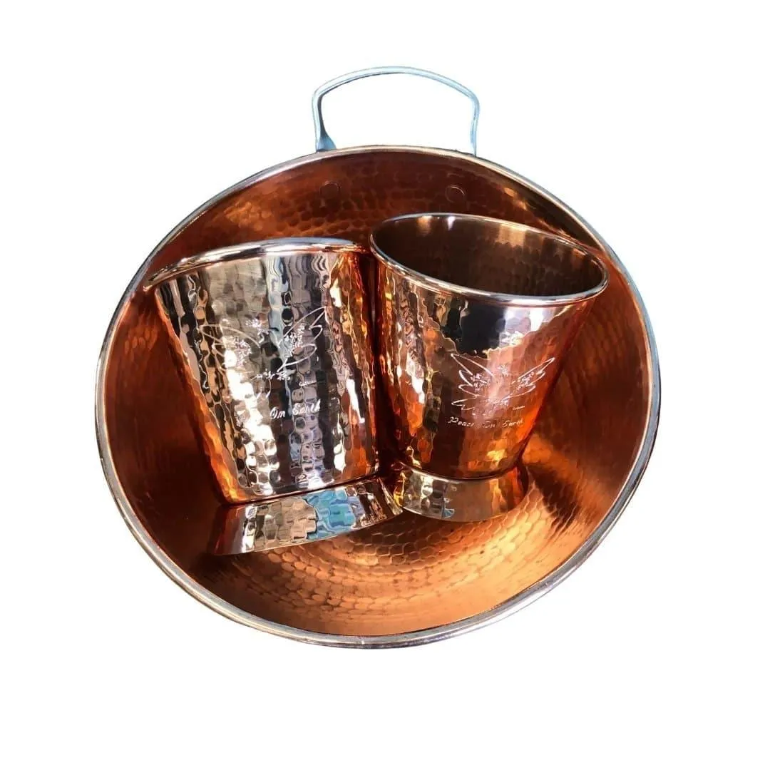 Engraved Hammered Copper Eggnog Set