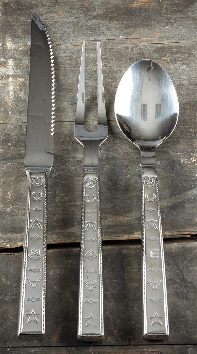 Engraved Rope & Brands Stainless Carving Set