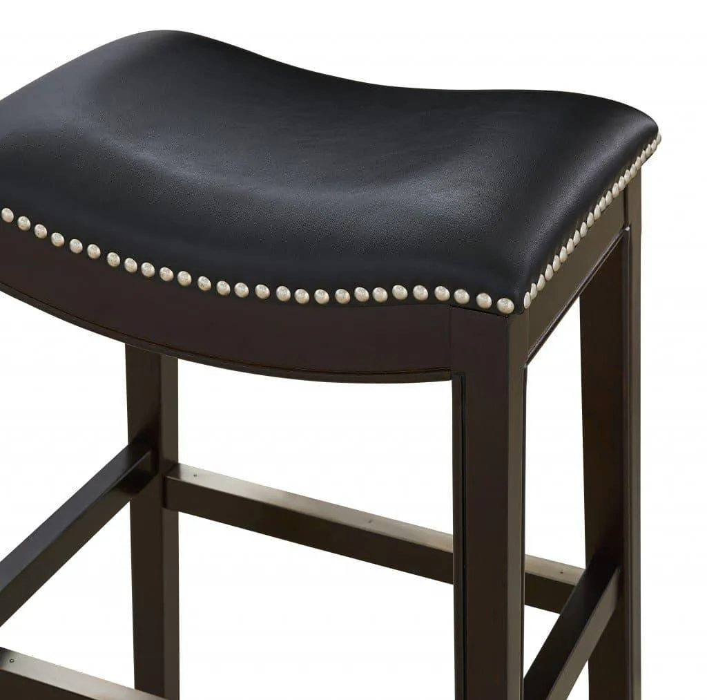 Espresso & Black Saddle Style Bar Stool 30"