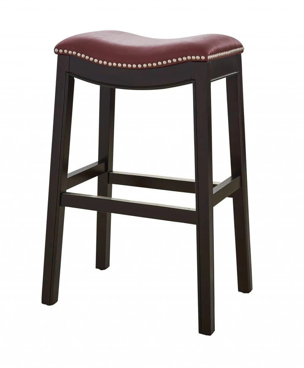 Espresso & Burgundy Saddle Style Bar Stool 30"