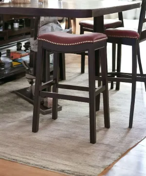 Espresso & Burgundy Saddle Style Bar Stool 30" gaming chair, computer chair
