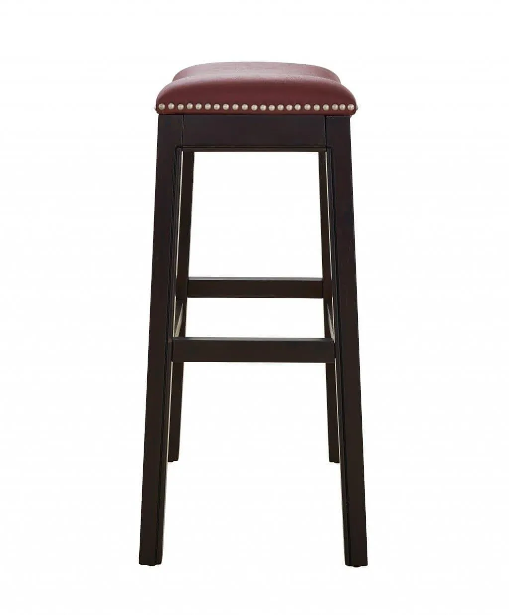 Espresso & Burgundy Saddle Style Bar Stool 30"