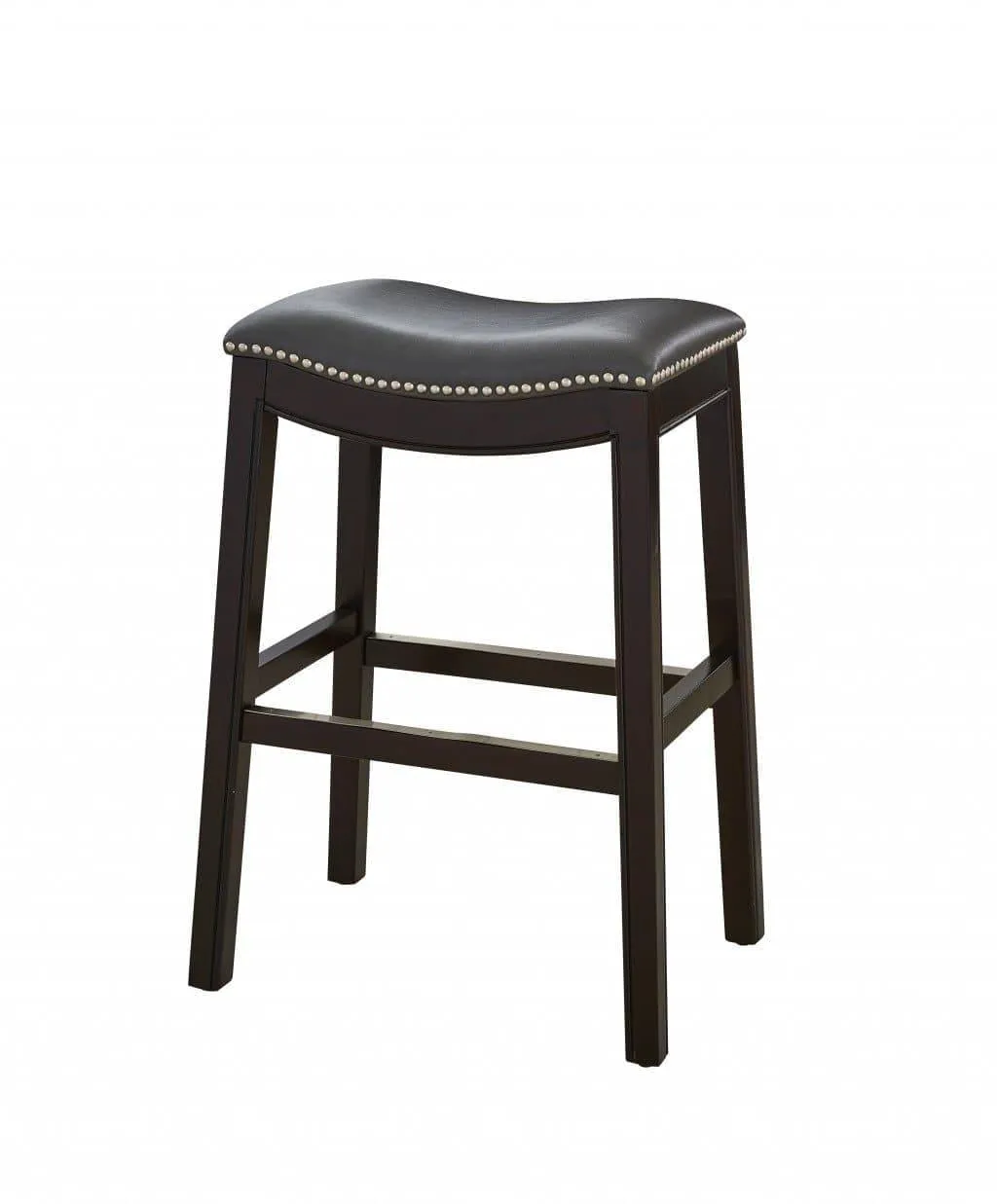 Espresso & Gray Saddle Style Counter Stool 25"