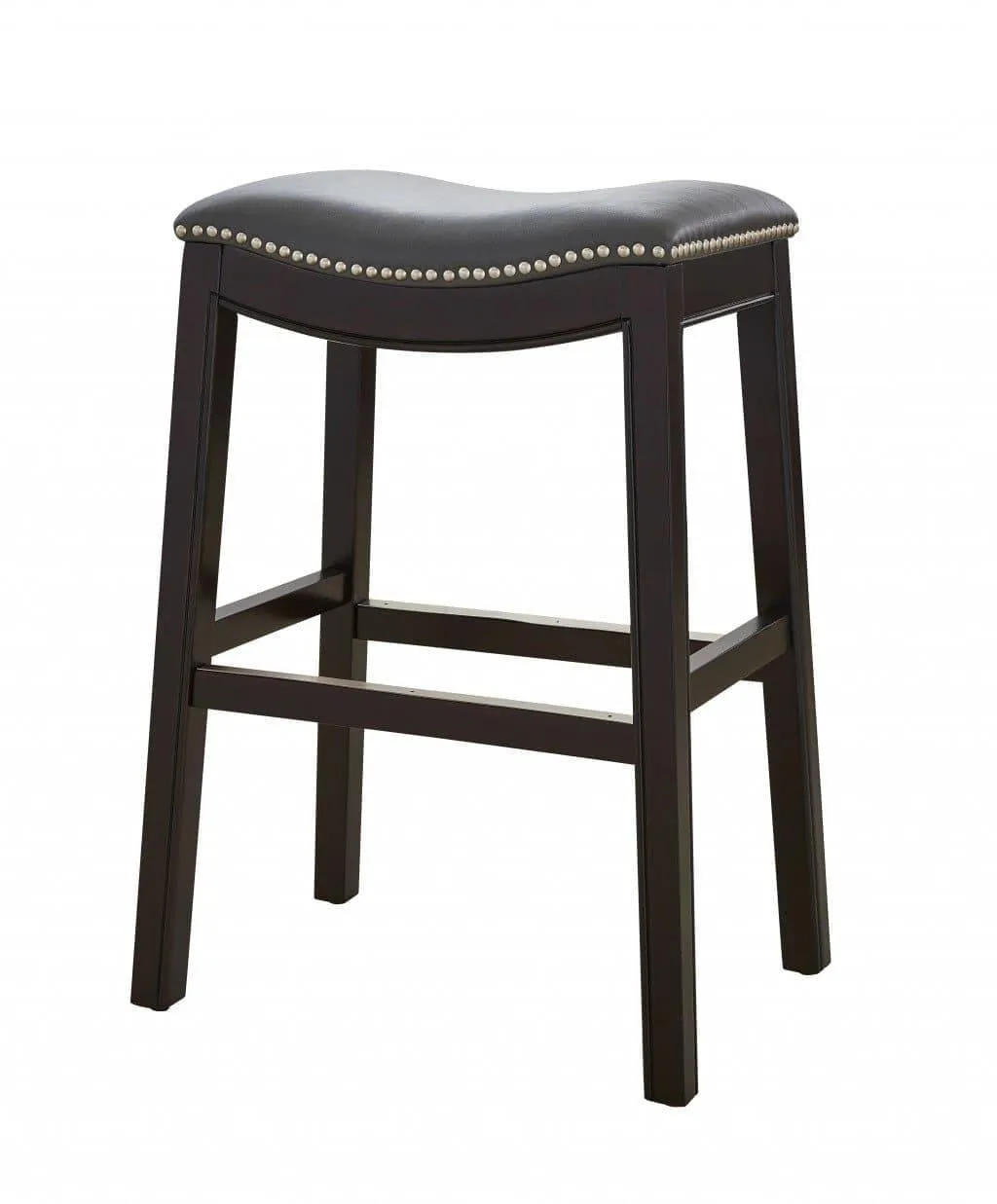 Espresso & Gray Saddle Style Counter Stool 25"
