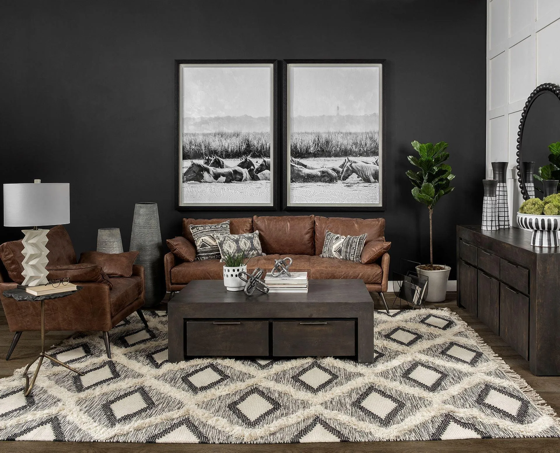 Espresso Brown Wide Leather Accent Chair