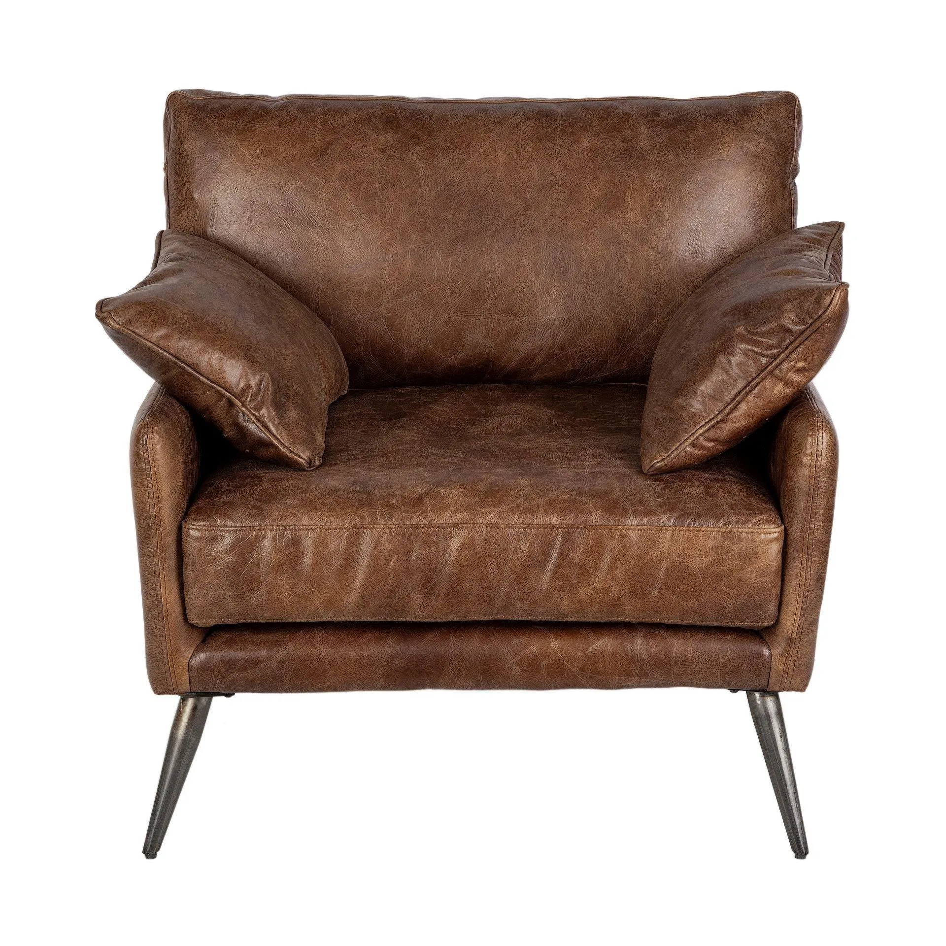 Espresso Brown Wide Leather Accent Chair