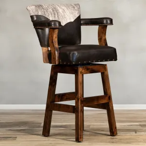 Espresso Leather & Cowhide Bar Stool gaming chair, computer chair
