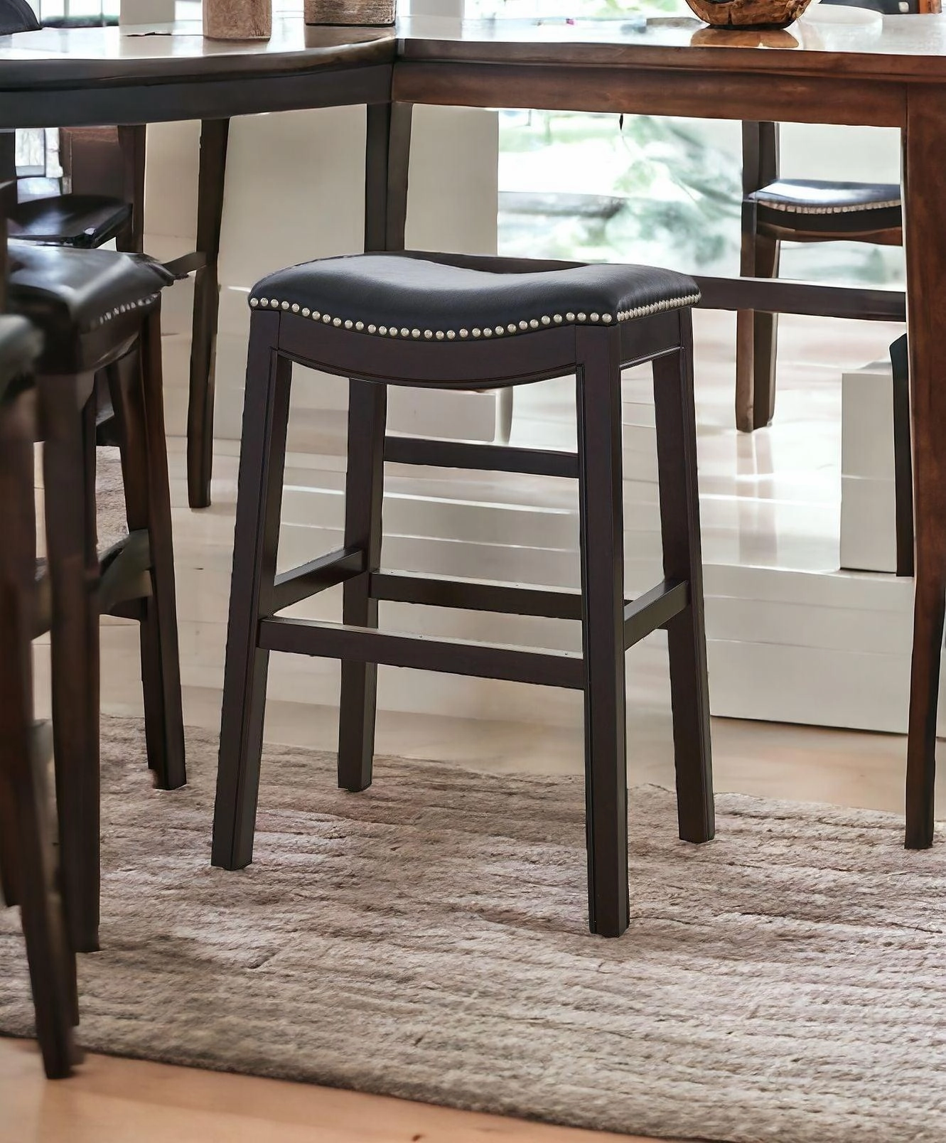 Espresso & Black Saddle Style Counter Stool