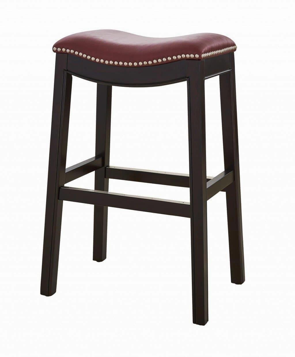 Espresso & Burgundy Saddle Style Bar Stool 30"
