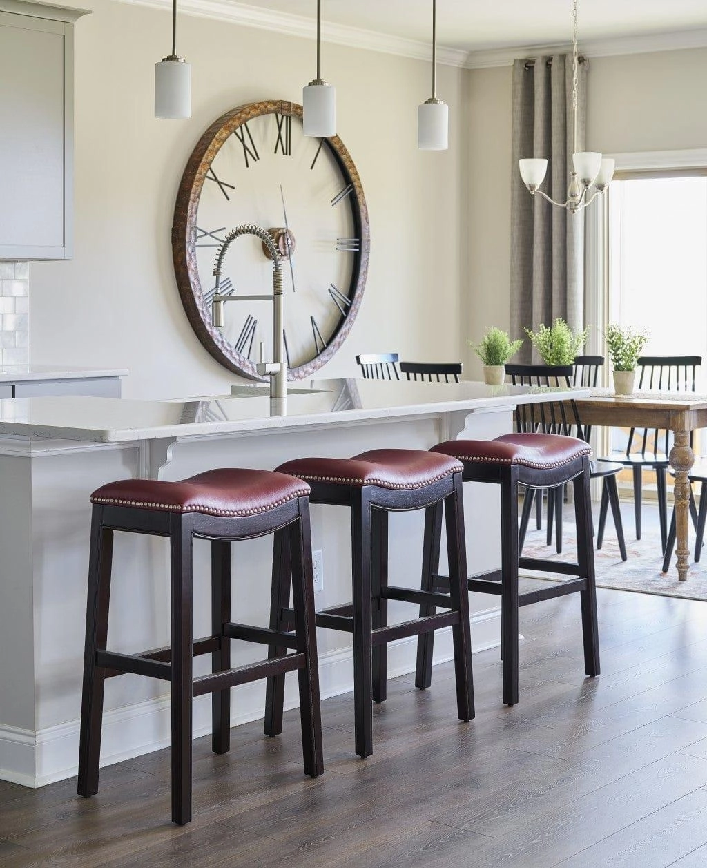 Espresso & Burgundy Saddle Style Bar Stool 30"