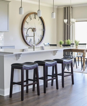 Espresso & Gray Saddle Style Counter Stool 25" glassware set, wine glass