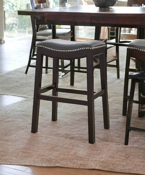 Espresso & Grey Saddle Style Bar Stool 30" glassware set, wine glass