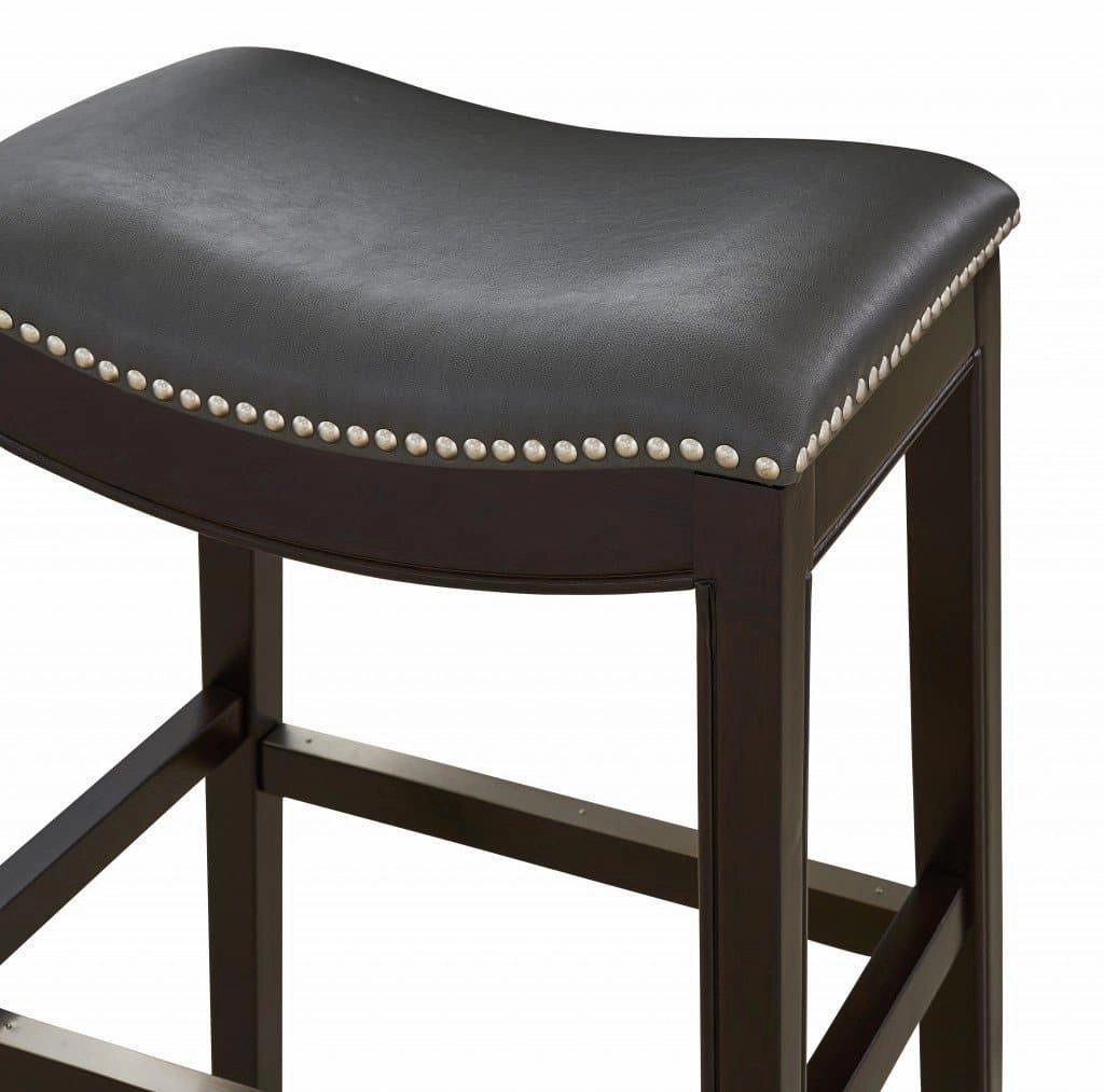 Espresso & Grey Saddle Style Bar Stool 30"