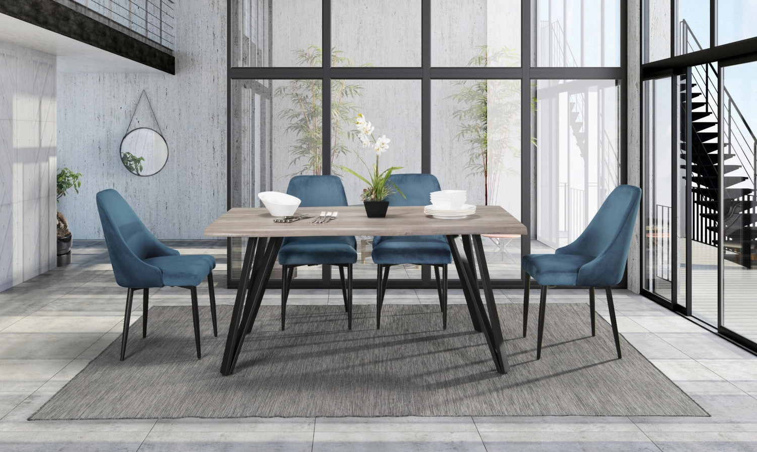 Eugenie Velvet Dining Chair - Blue - Set of Two