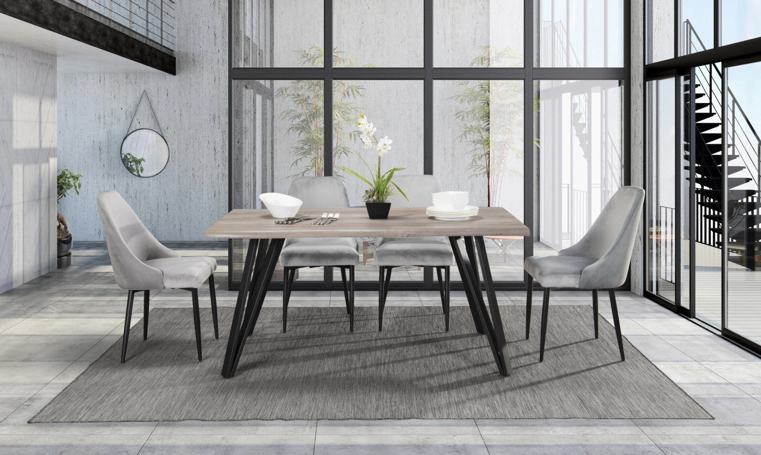 Eugenie Velvet Dining Chair - Grey - Set of Two