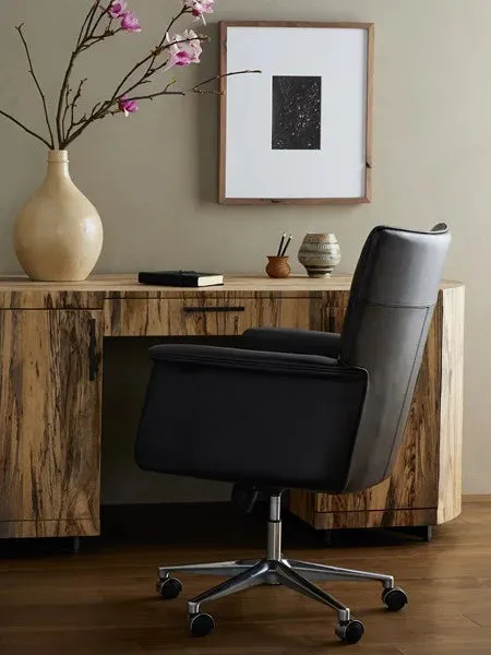 Executive Black Leather Desk Chair