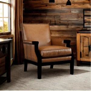 Exposed Wood Leather Accent Chair vanity mirror, wall mirror