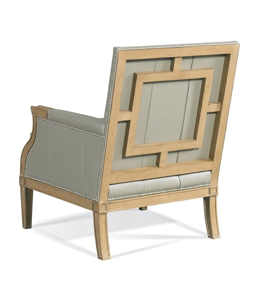 Exposed Wood Leather Accent Chair