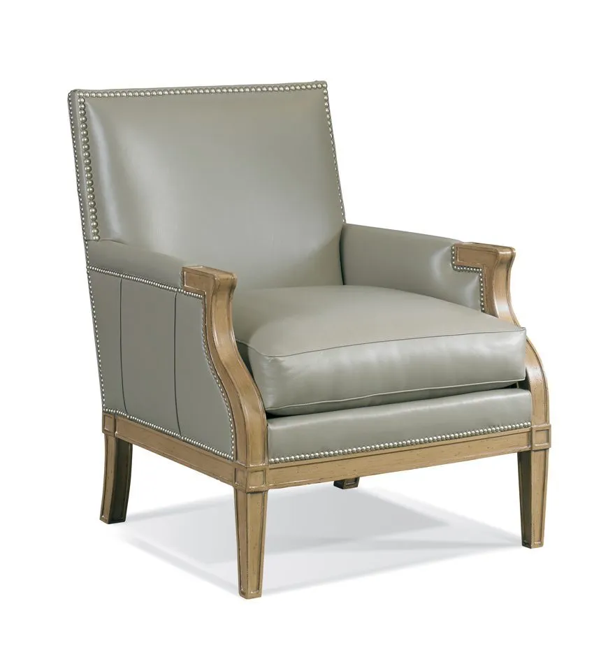 Exposed Wood Leather Accent Chair