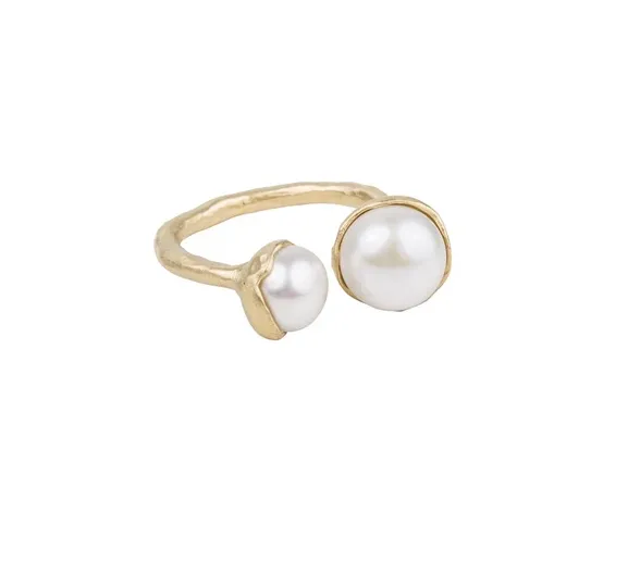 Fairley Double Pearl Ring Gold Shoes_Fairley