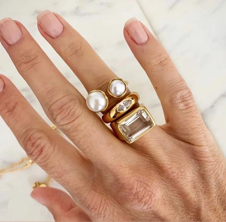Fairley Double Pearl Ring Gold Shoes_Fairley