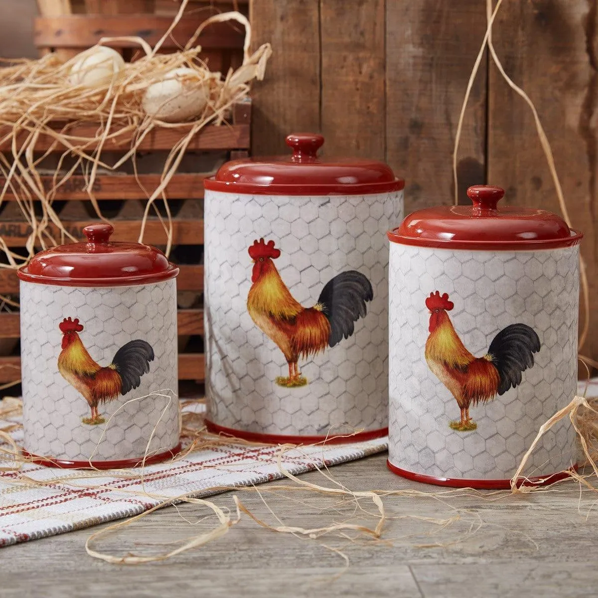 Farm Check Rooster Canister Set kitchen utensils, spatula set