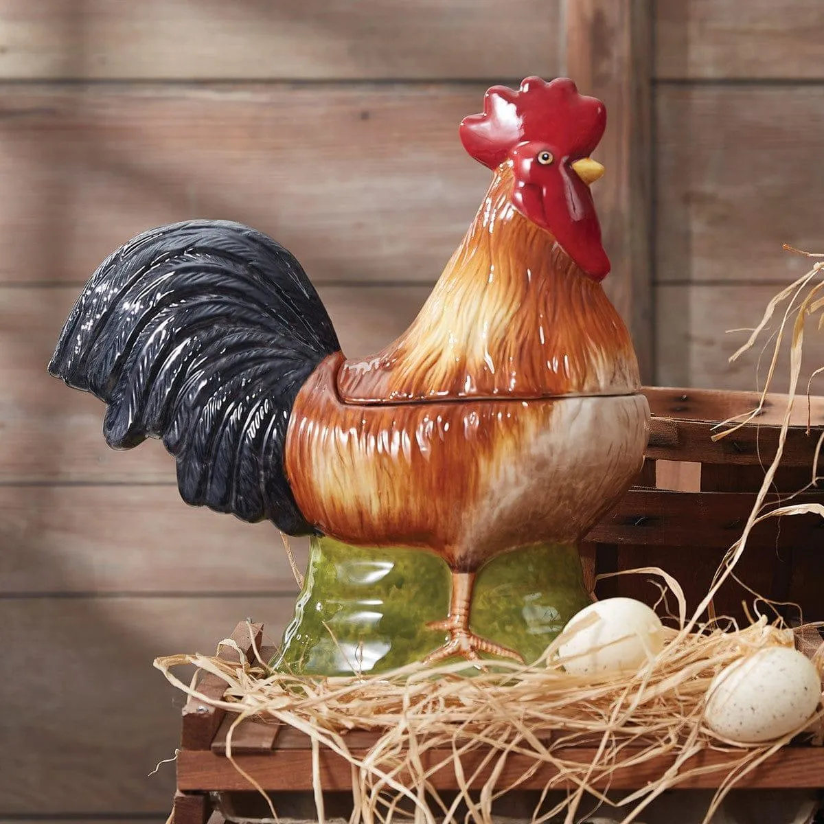 Farm Check Rooster Cookie Jar kitchen utensils, spatula set