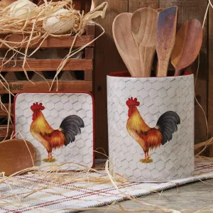 Farm Check Rooster Utensil Crock kitchen utensils, spatula set