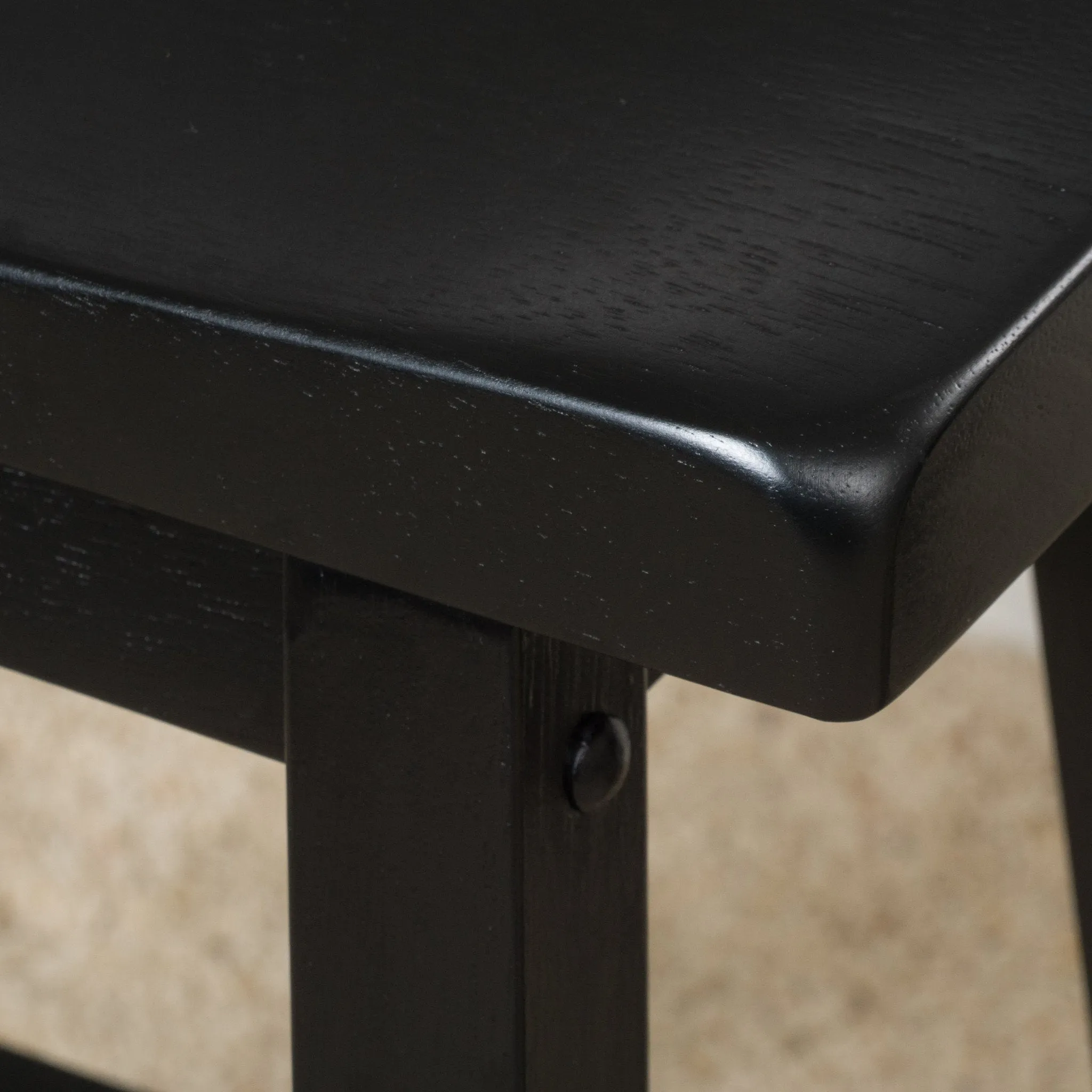 Farmhouse 29-Inch Black Wood Saddle Barstools (Set of 2) - NH290692