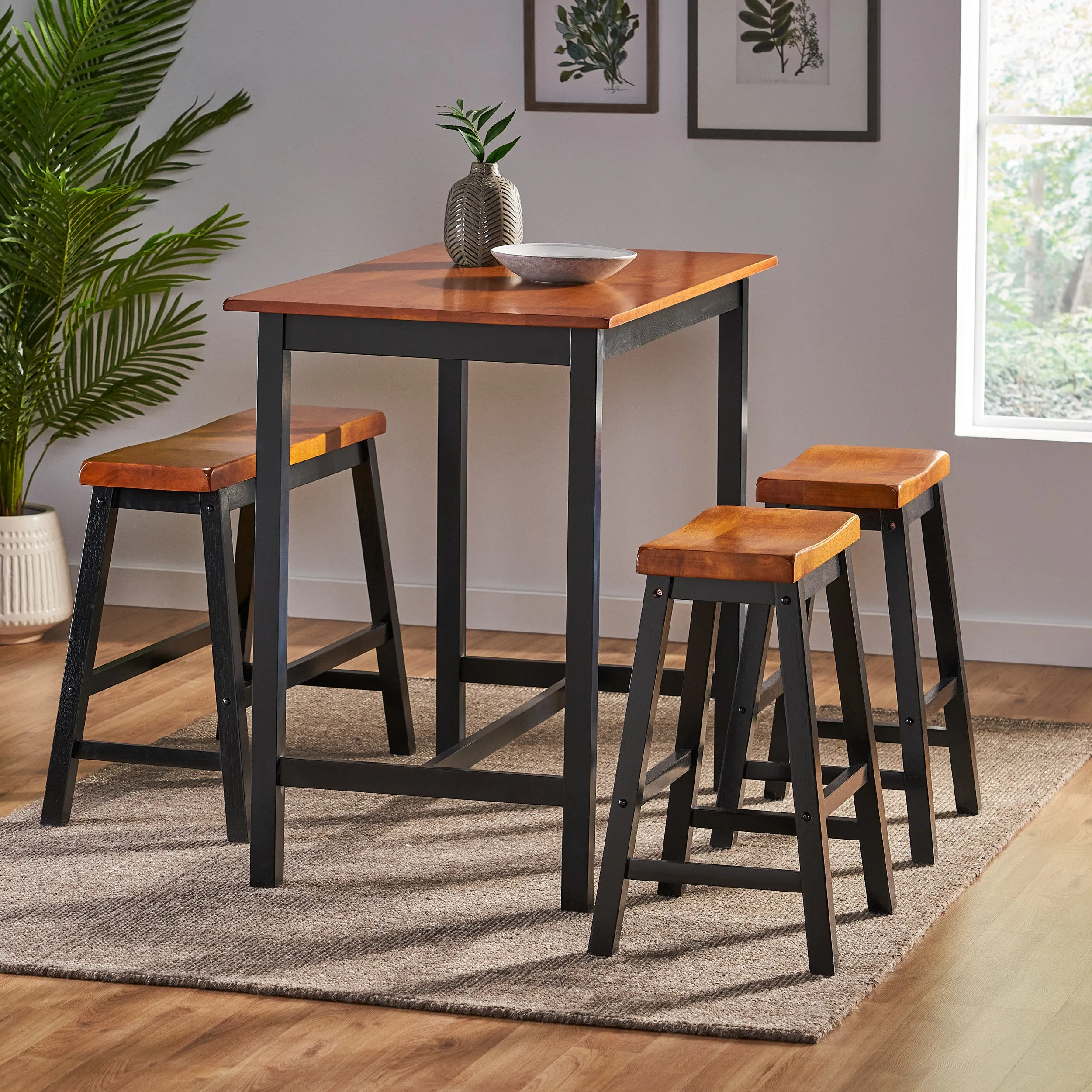 Farmhouse 4 Seater Bar Dining Set - NH330692 dining table set, round dining table