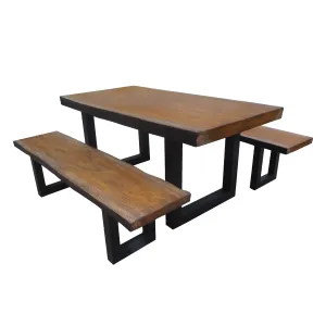 Farmhouse 4 Seater Benches & Table Picnic Dining Set - NH428303 dining table set, round dining table