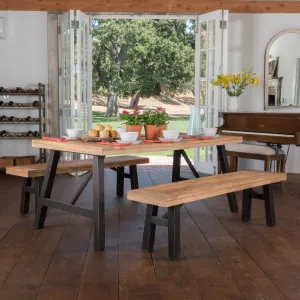 Farmhouse 4 Seater Benches & Table Picnic Dining Set - NH739992 dining table set, round dining table