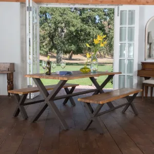 Farmhouse 4 Seater Benches & Table Picnic Dining Set - NH839992 dining table set, round dining table