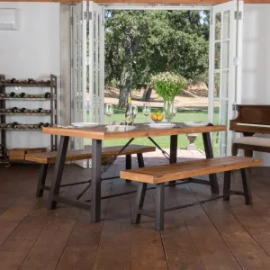 Farmhouse 4 Seater Benches & Table Picnic Dining Set - NH939992 dining table set, round dining table